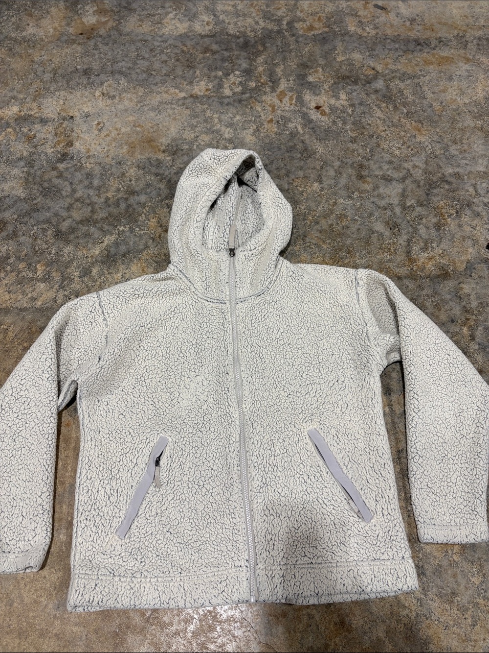 The North Face Womens Sherpa Fleece Hoodie Full Zip grey Cream Size large